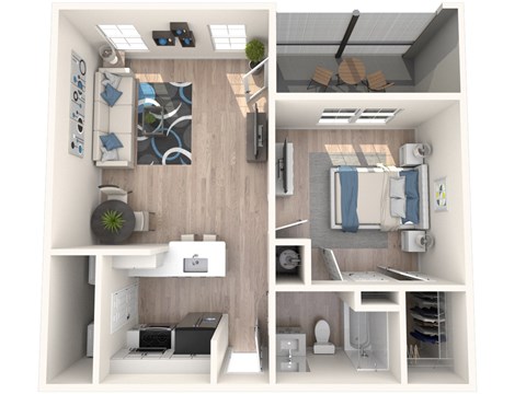 Floor plan for 1 bed, 1 bath